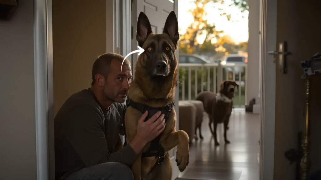 Des années attaché, puis enfin libre : l’histoire de ce chien croisé Malinois prend un nouveau tournant lorsqu’il vient en aide à un autre chien