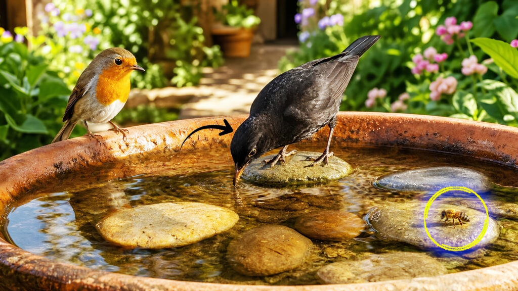 Elle remarque qu’une merlette n’ose pas boire : le petit changement qui rend une coupelle d’eau plus accessible aux oiseaux